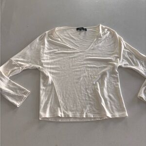 Theory Cream Long Sleeve V-Neck Top